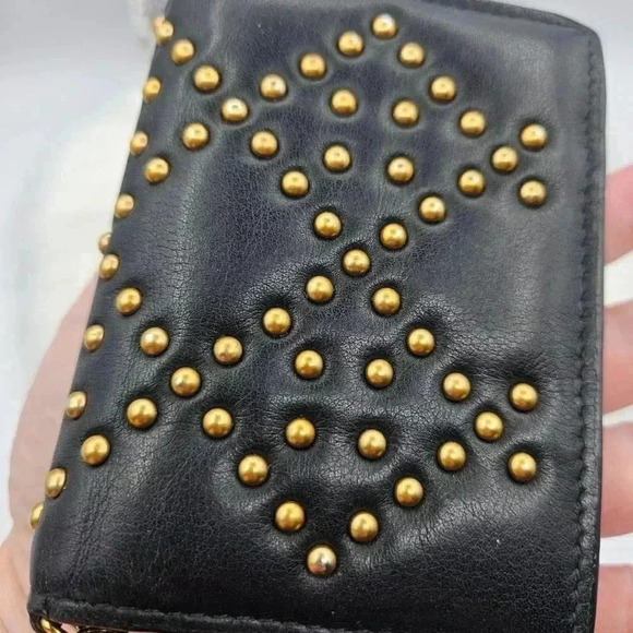 Dior Black Leather Studded Flap Card Holder - Picture 14 of 16